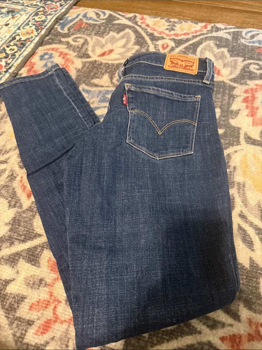 27/30 Levi's Dark Indigo Straight Jeans - Navy Blue